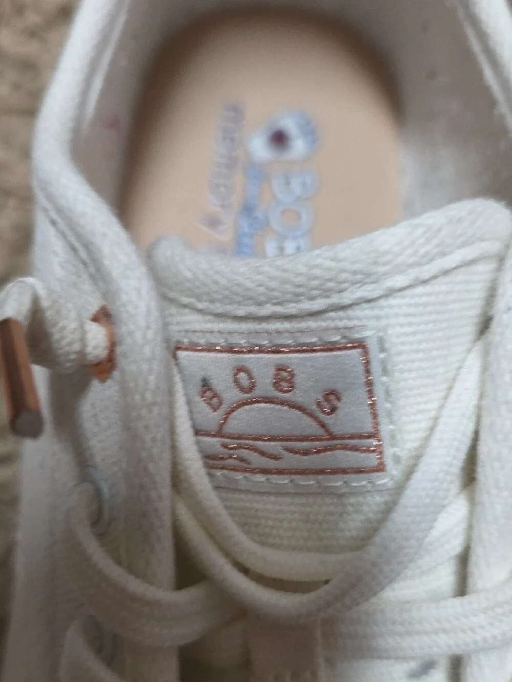 BOBS from Skechers White Canvas Sneakers with Rose Gold Accents
